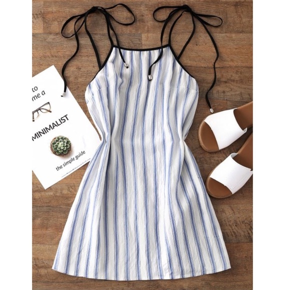 Zaful Dresses & Skirts - 🎈SALE🎈🆕Striped Blue and White Mini Slip Dress